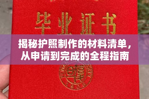孙吴揭秘护照制作的材料清单，从申请到完成的全程指南
